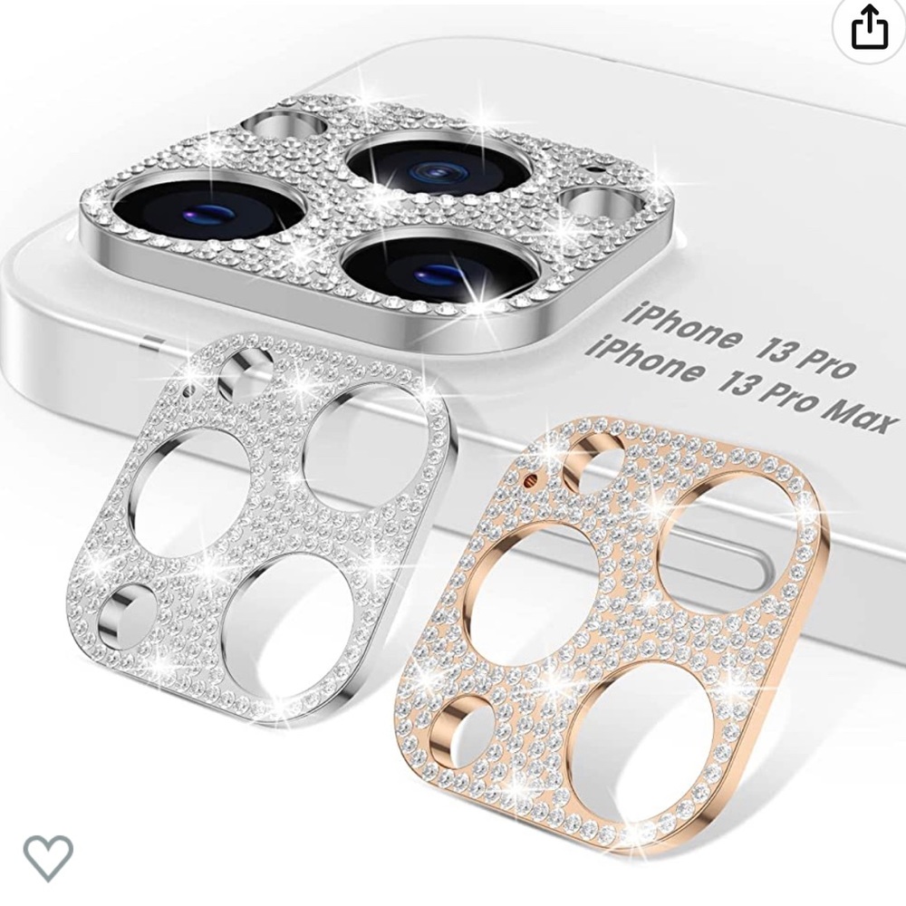 RHINESTONE LENS COVER IPHONE (2) SILVER ROSE GOLD